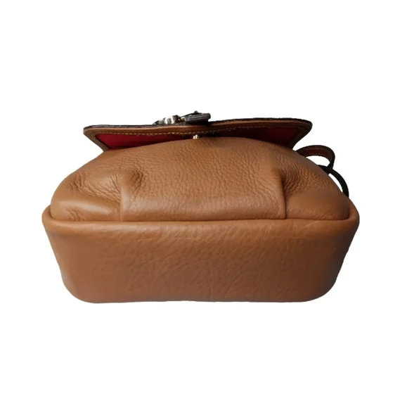 Dooney & Bourke Samba Pebbled Leather Flap Crossbody Bag Brown Small Retail $238